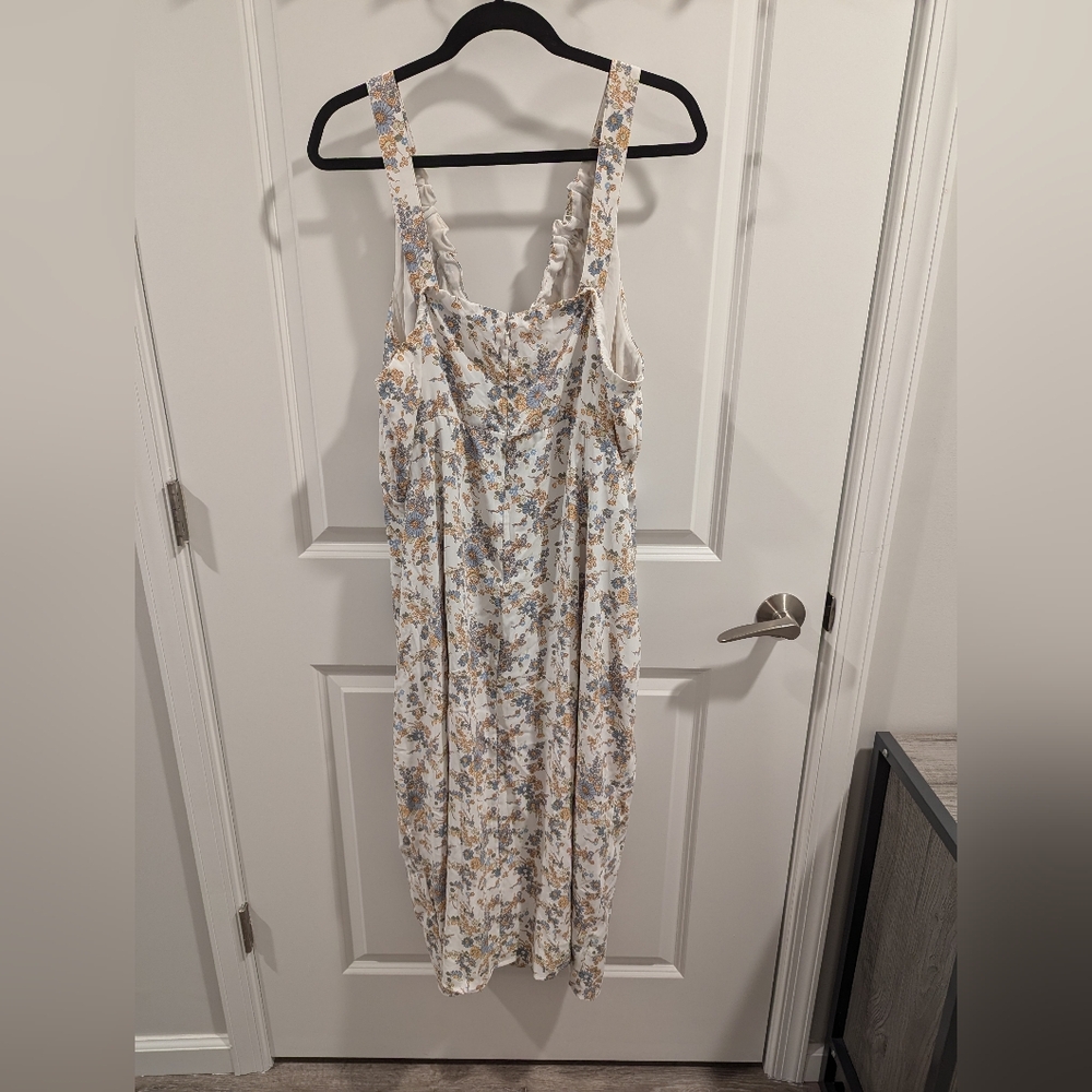 Floral Sleeveless Dress - Cream and Gray